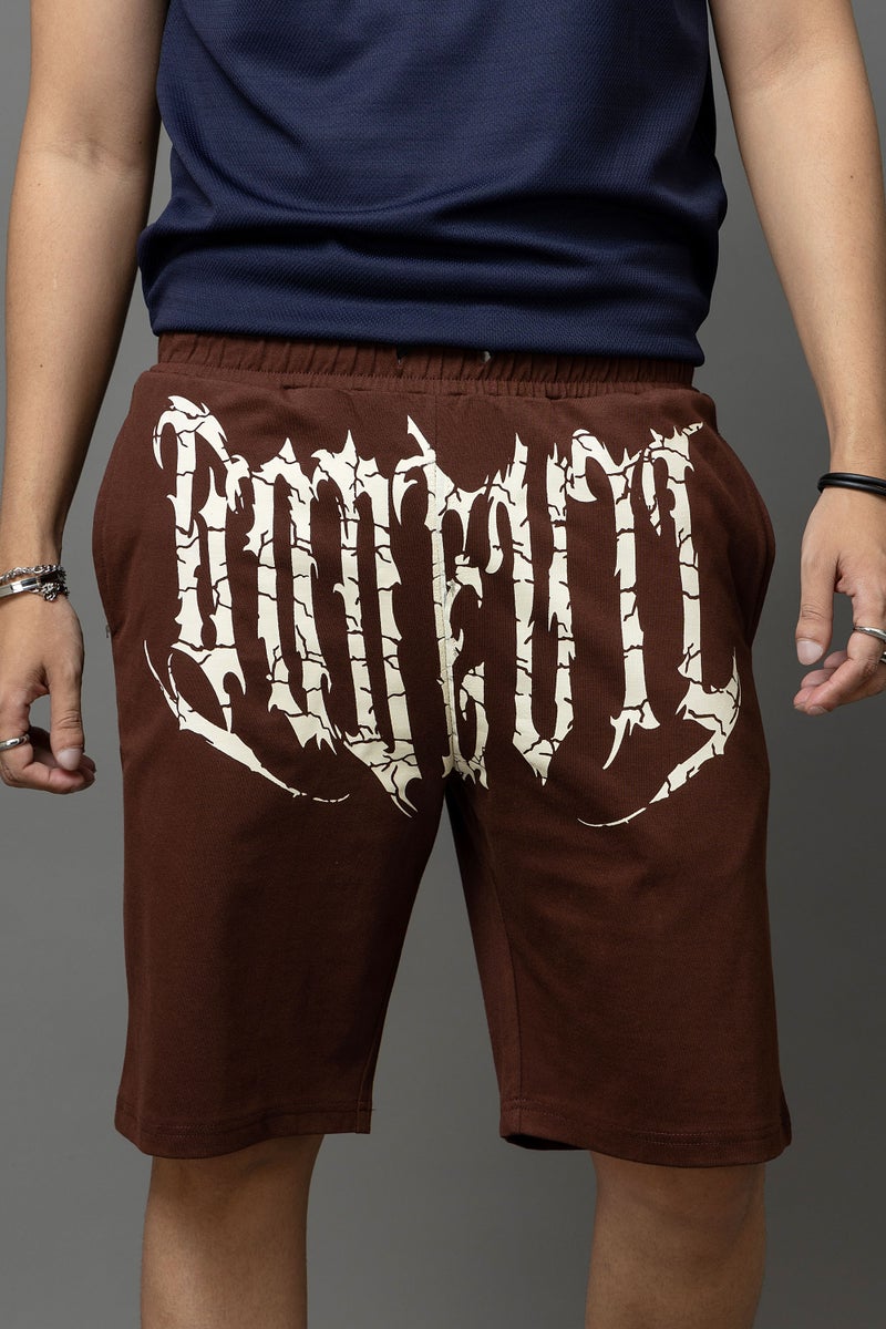Go Devil Printed Brown Shorts for Men - Image 1